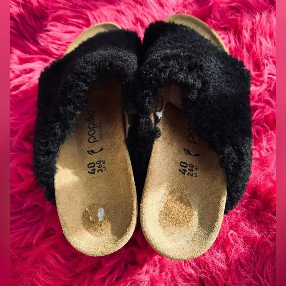 BIRKENSTOCK Papillio Women's Namica Teddy Shearling Black Sz 9 - Picture 4 of 9
